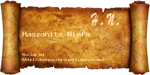 Haszonits Nimfa névjegykártya